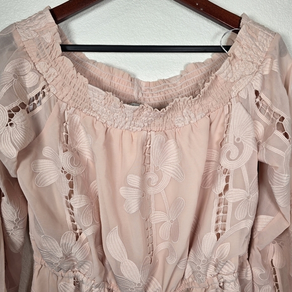 Lovers + Friends $228 Kory Off The Shoulder Dress Embroidered Bohemian‎ Mini XL - Picture 4 of 10